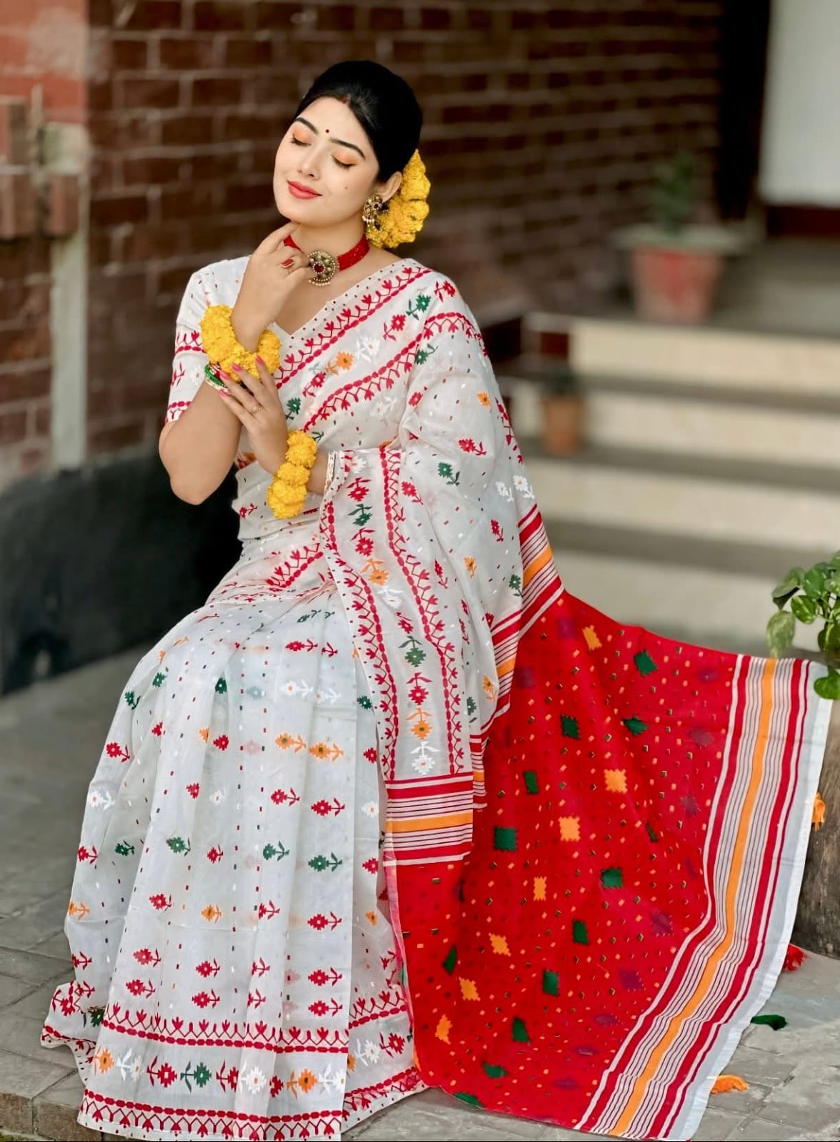 Half Silk block Print Saree - SA Fashion
